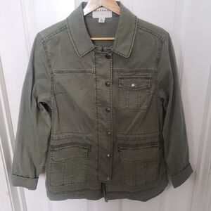 Anthropologie Marrakech Geneva Cargo Anorak Jacket Olive Green Utility Size SM